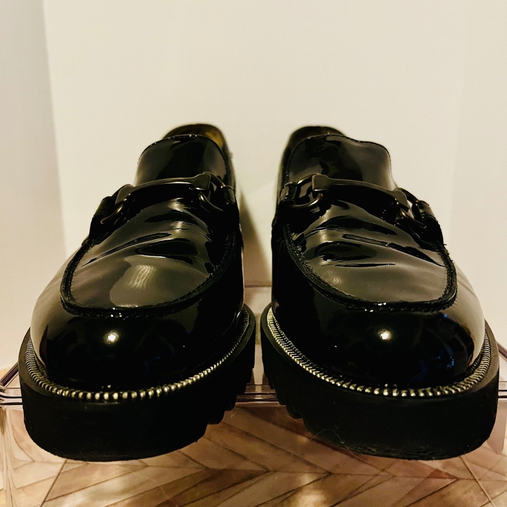 Paul Green‎ Nandi LFR Horse Bit Loafers Womens 9.5 Black Patent Leather Lug Sole - Picture 6 of 13